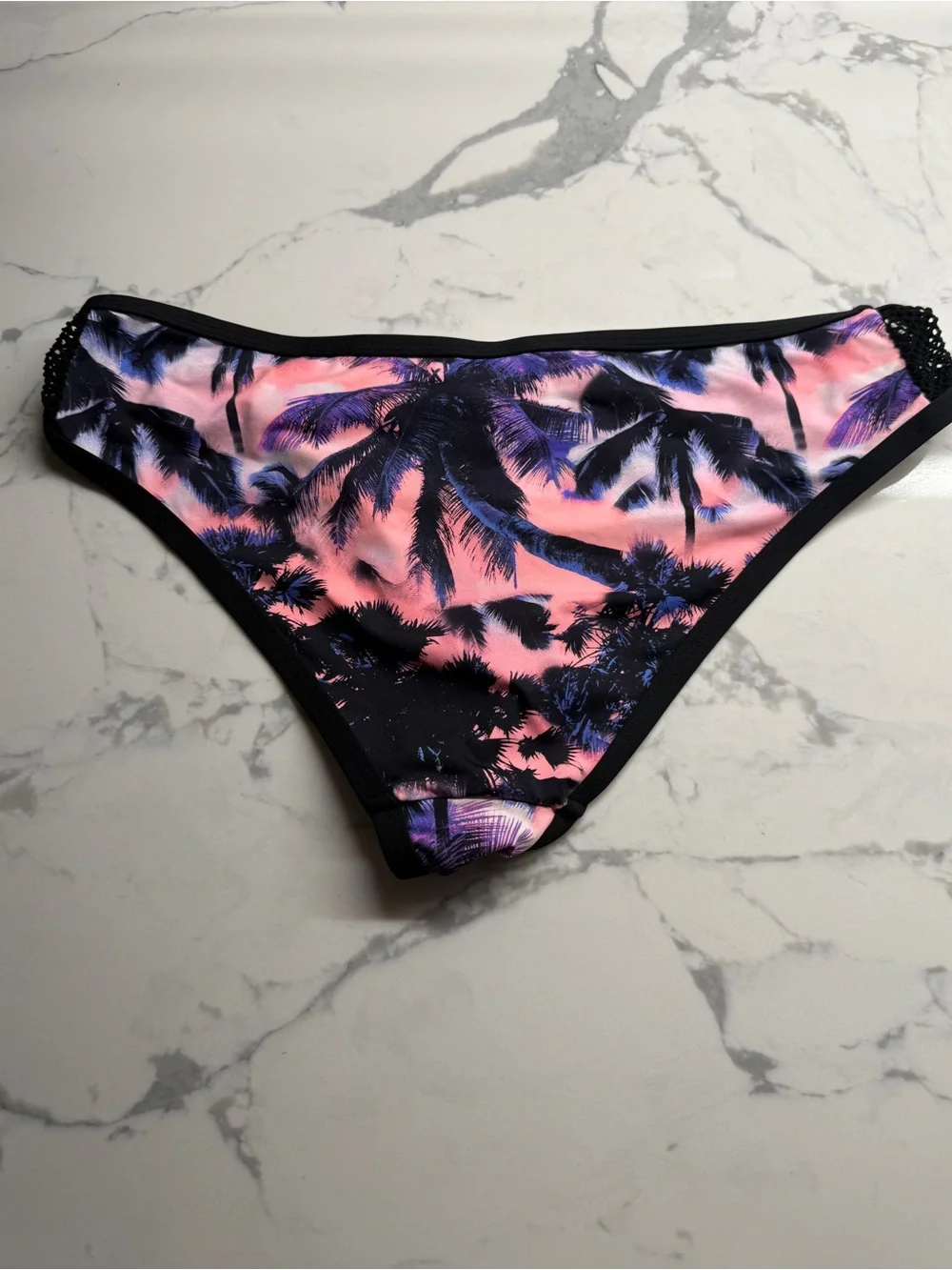 Venus Tropical Palm Print Bikini Bottoms in Pink & Purple Size 8